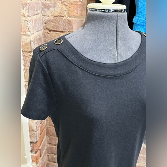 TALBOTS COTTON DRESS WITH GOLD SHOULDER BUTTONS - Picture 4 of 9